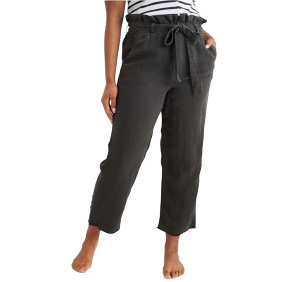 aerie Pants - Aerie Vintage Wash Black Paperbag Linen Lyocell Pants Sz L